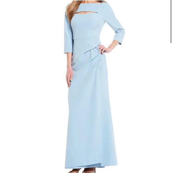 Adrianna Papell Dresses & Skirts - Adrianna Papell Blue Keyhole Neck 3/4 Sleeve Gown Dress Size 16